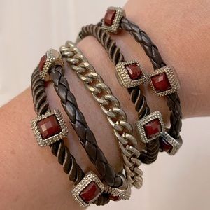 Brown and gold jeweled bracelet.
